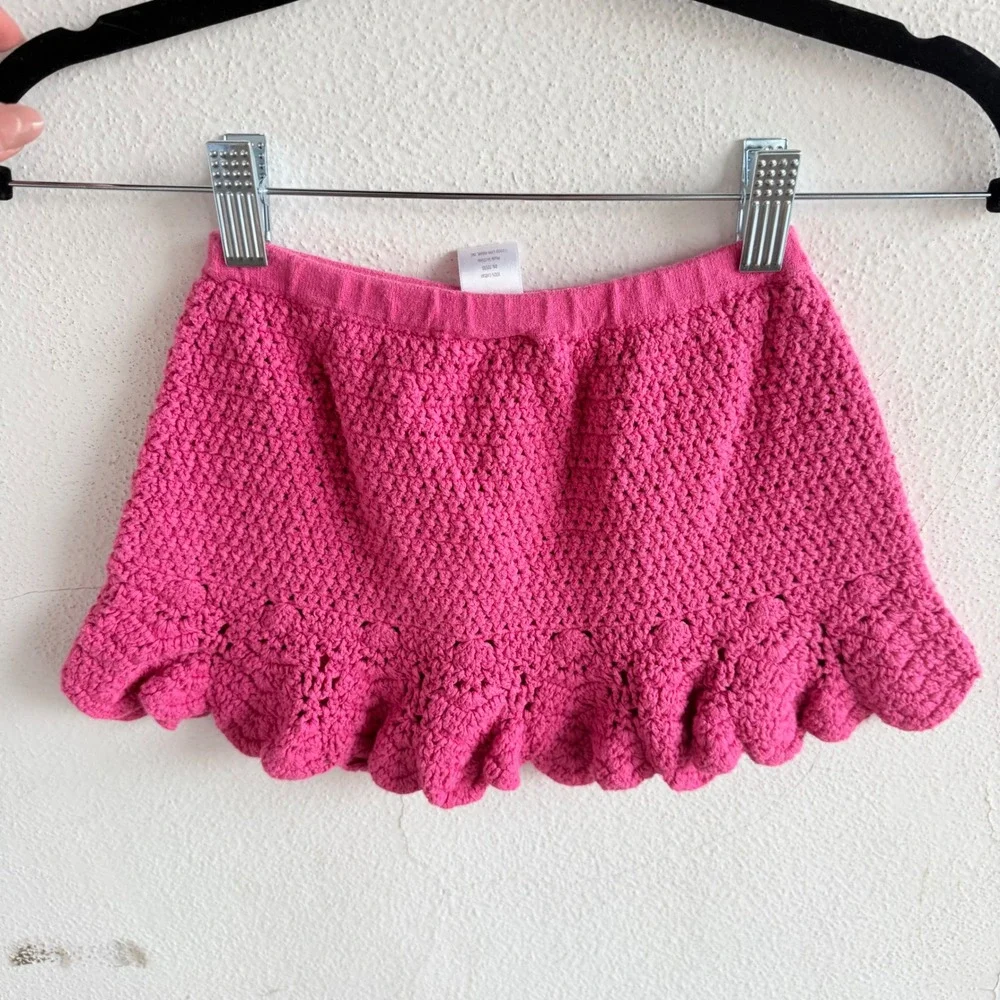 Vtg Gymboree Skirt Crochet Knit‎ Ruffle Mini Pink Toddler Girls 3T 100% Cotton
